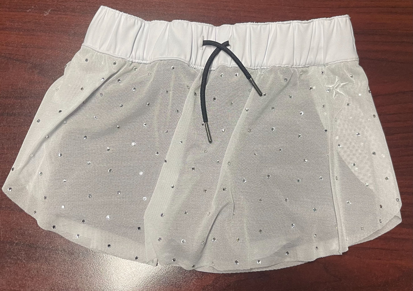 Black with White Mesh Bling Skirt