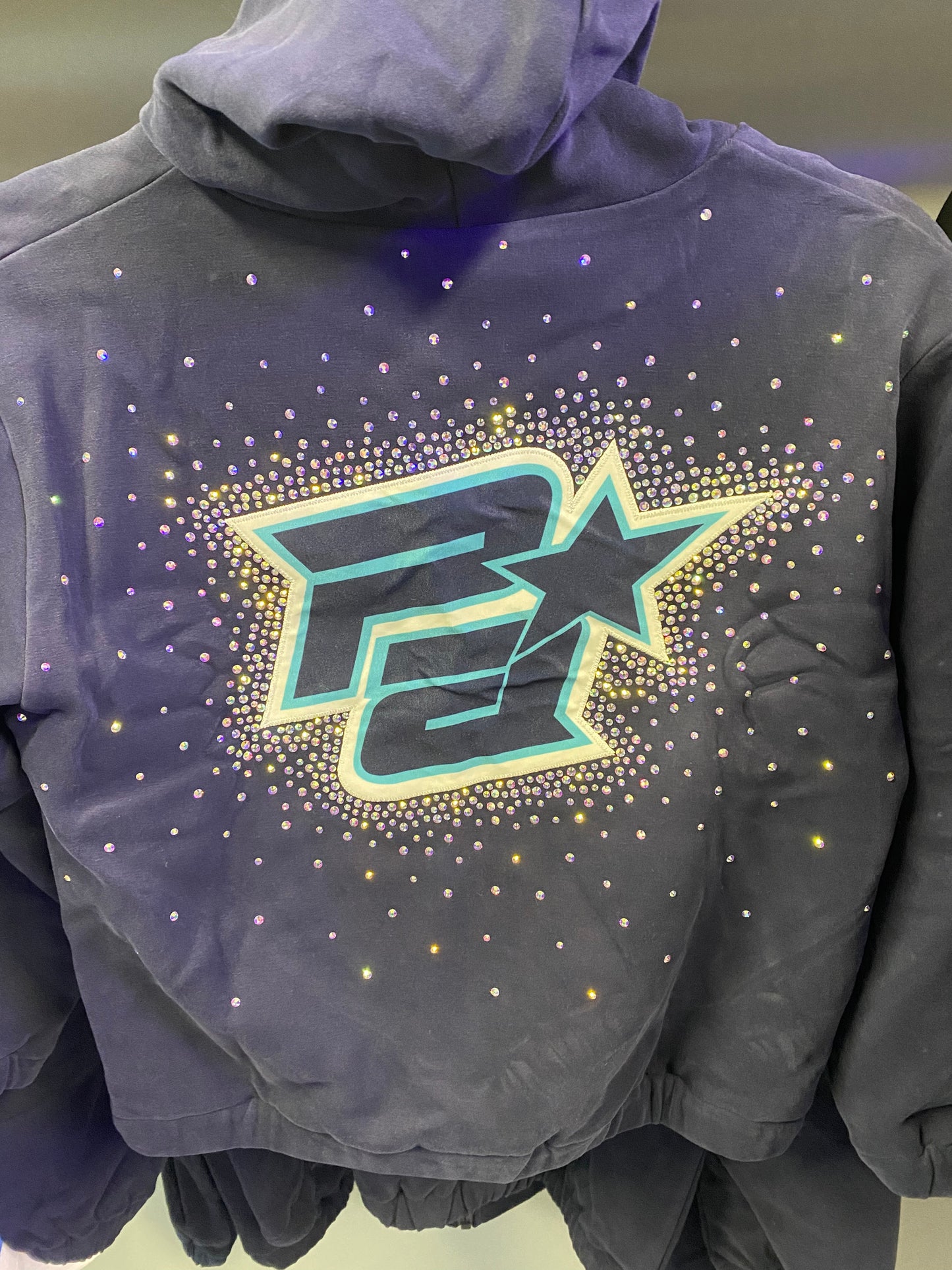 Navy Oversized Bling Zip Jacket