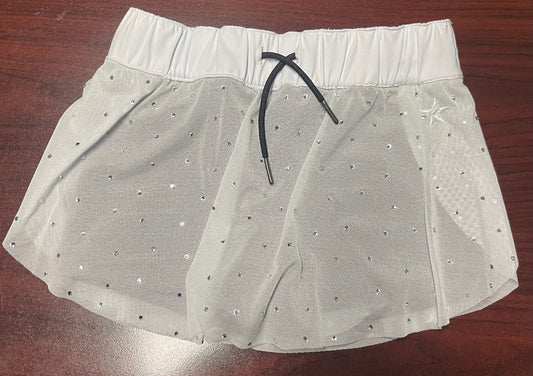 Black with White Mesh Bling Skirt