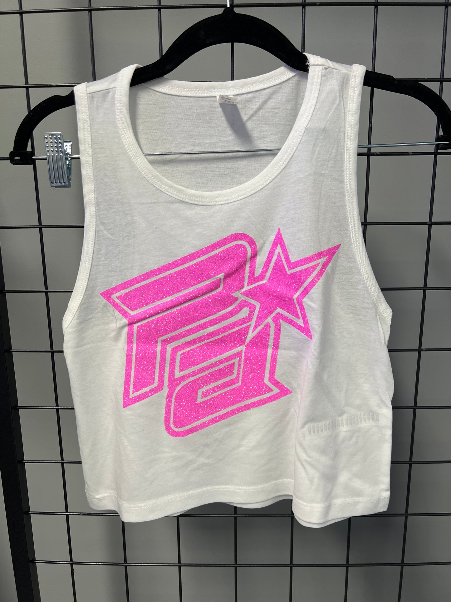 Neon Pink Glitter PA Crop Tank