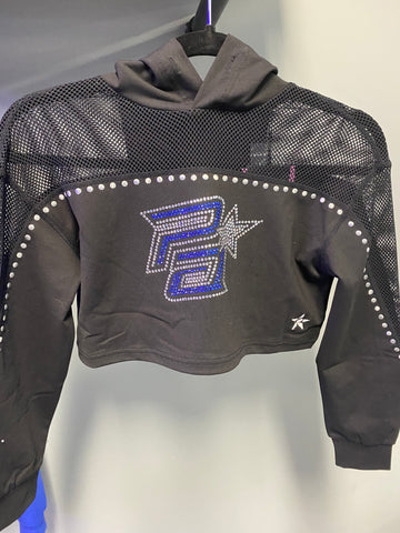 Black Stud Bling Crop Hoodie