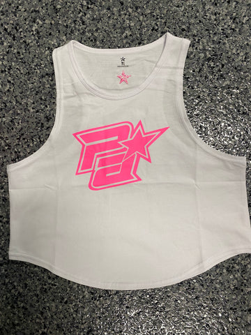 White/Neon Pink Crop Tank